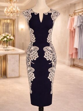 NWT Navy and cream lace dress Size 4